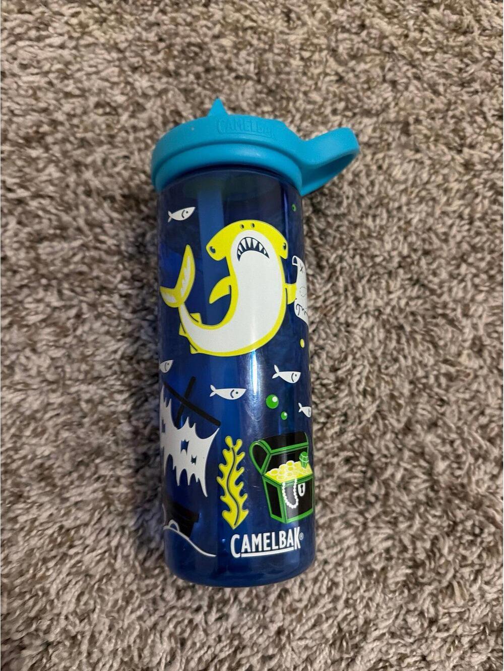 CamelBak Blue Shark Print Water Bottle - Kids Fun Leakproof
